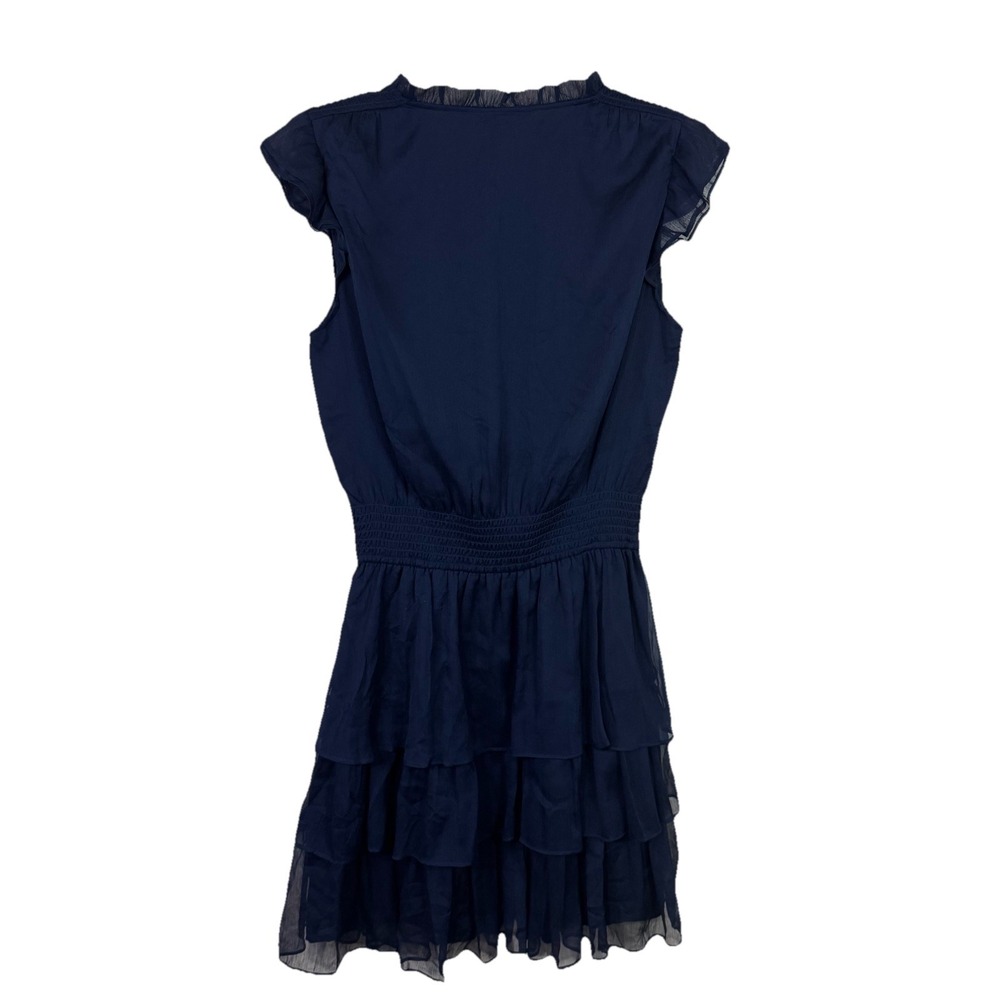 Draper James Womens Alana Mini Dress M Blue Mini Lined Pullover Ruffles - Picture 2 of 15